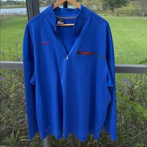 Nike Dri Fit 3XL Men's Quarter Zip Pullover blue with red accents
